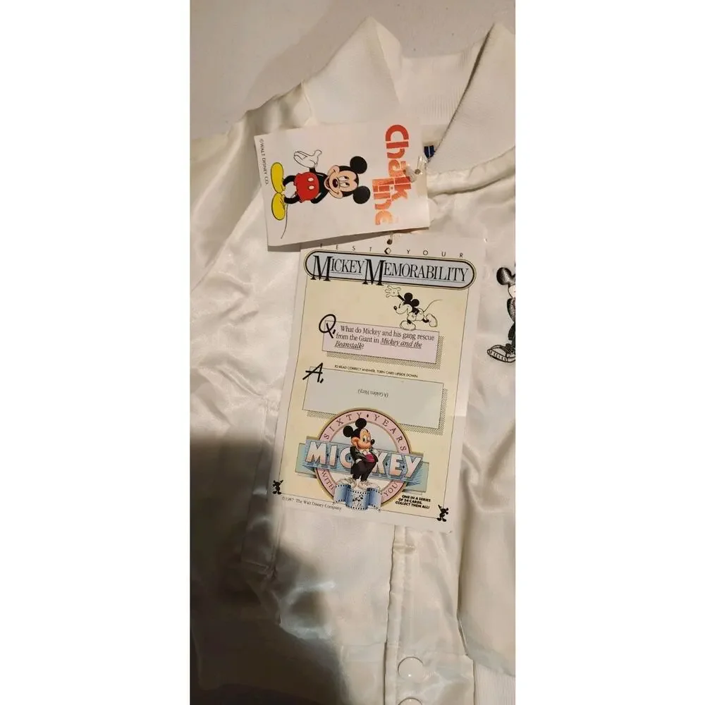RARE VINTAGE NOS 1987 DISNEY MICKEY MOUSE CHALK LINE SATIN JACKET W/ HANGTAGS